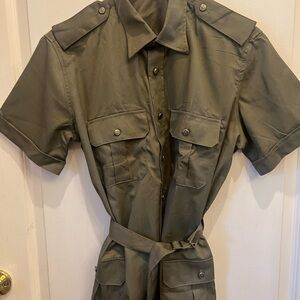 Olive Green Short Sleeve Shirt ( Safari style )